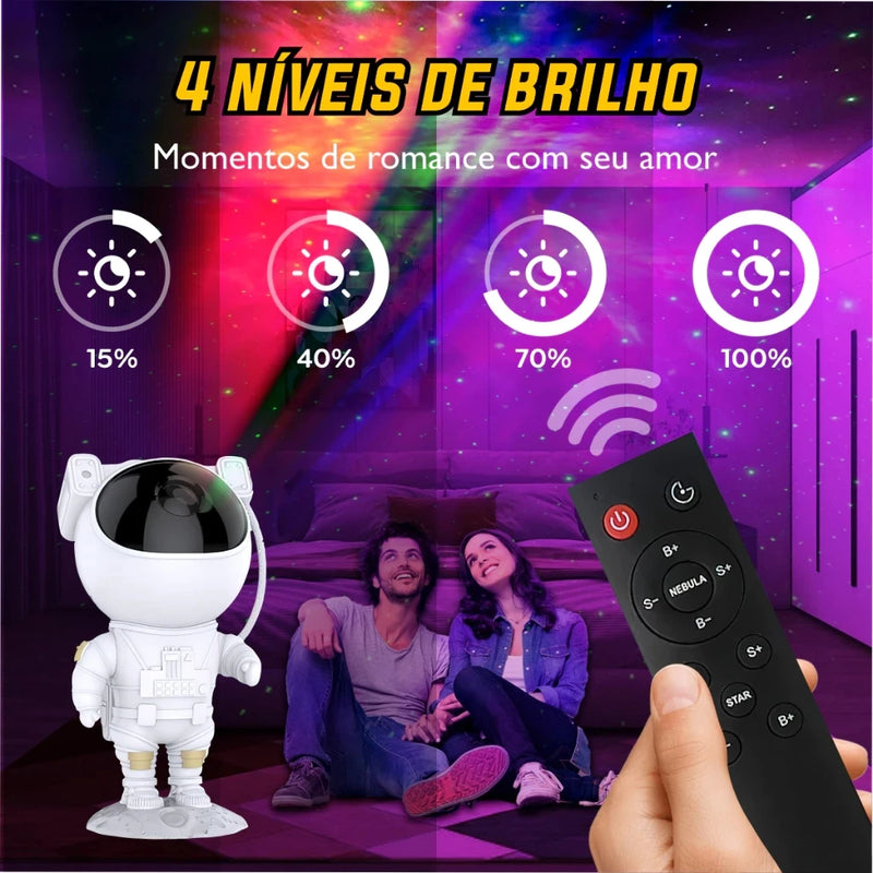 Projetor De Luzes Com Controle Estrelas Galáxia Astronauta Cor Da Estrutura Branco