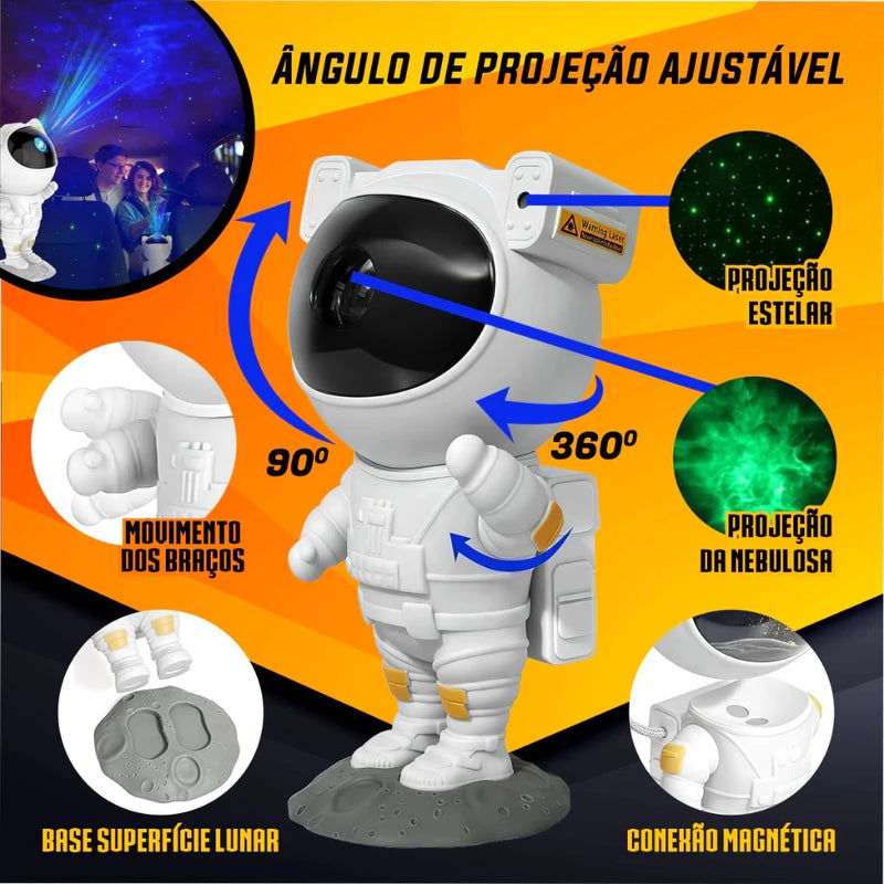 Projetor De Luzes Com Controle Estrelas Galáxia Astronauta Cor Da Estrutura Branco