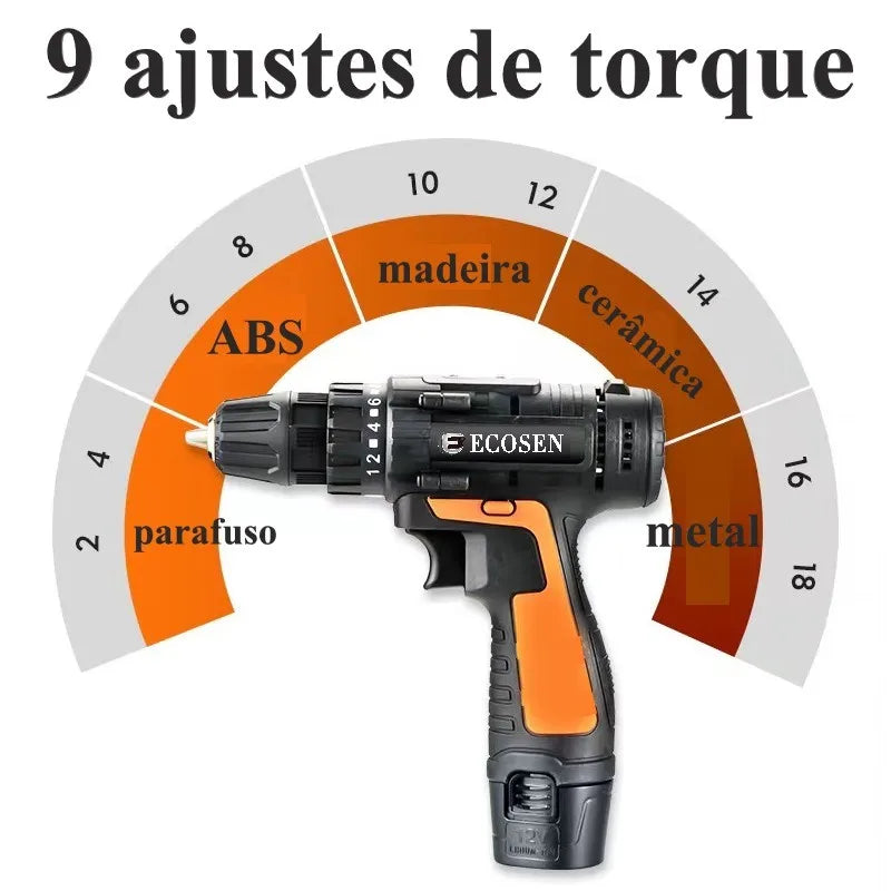 12V Cordless Electric Drill Driver Power Tool Furadeira Parafusadeira