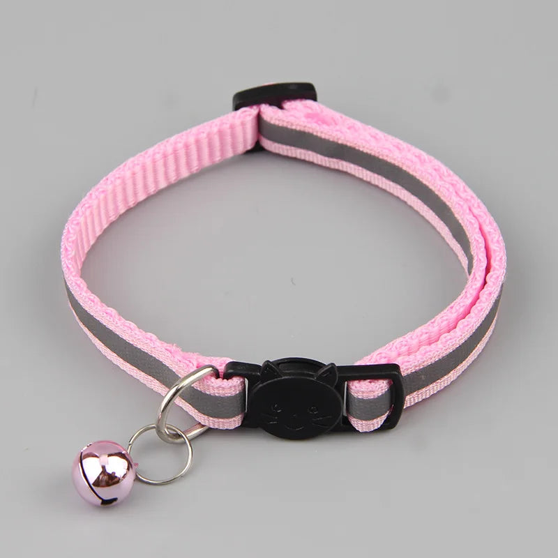 Trela reflexiva ajustável para gatos e cães pequenos, sinos colares, Pet Collar, Pet Shop, 12 cores