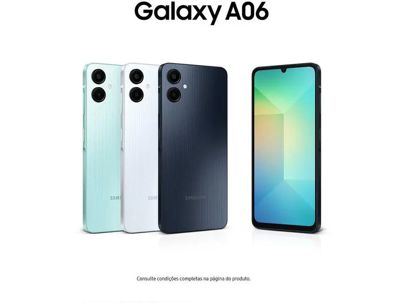 Smartphone Samsung Galaxy A06 128GB 4GB RAM Branco 6,7" Câm. Dupla + Selfie 8MP