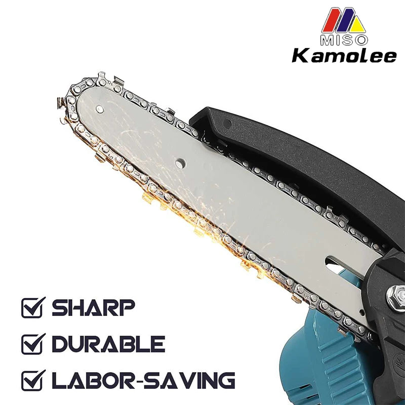 Kamolee Mini Motosserra Elétrica Brushless 8" - Poda Precisa e Corte de Madeira com Compatibilidade para Bateria Makita 18V